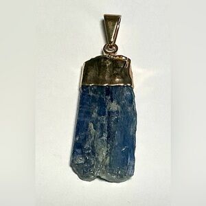 Natural Blue Kyanite Blade/Slice Crystal Pendant. Gold-tone Bail. NWOT